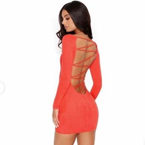 BRAND NEW Oh Polly Orange/Red Long Sleeve Dress